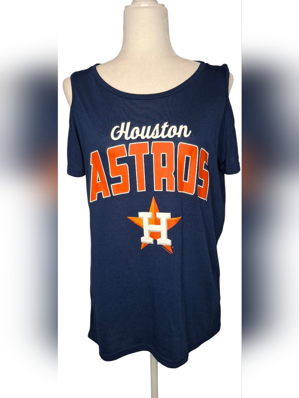 GIII 4Her Houston Astros Cold Shoulder Navy T-shirt Size Large